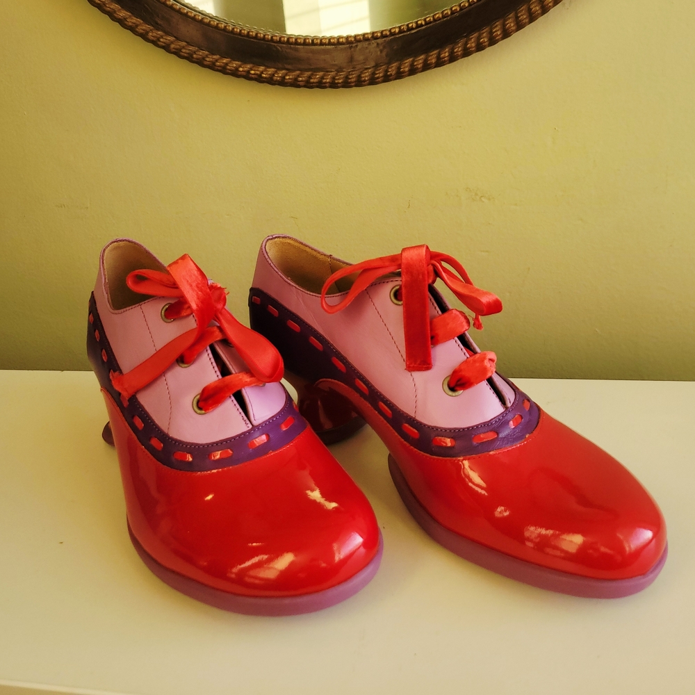 John Fluevog Red and Pink Heels